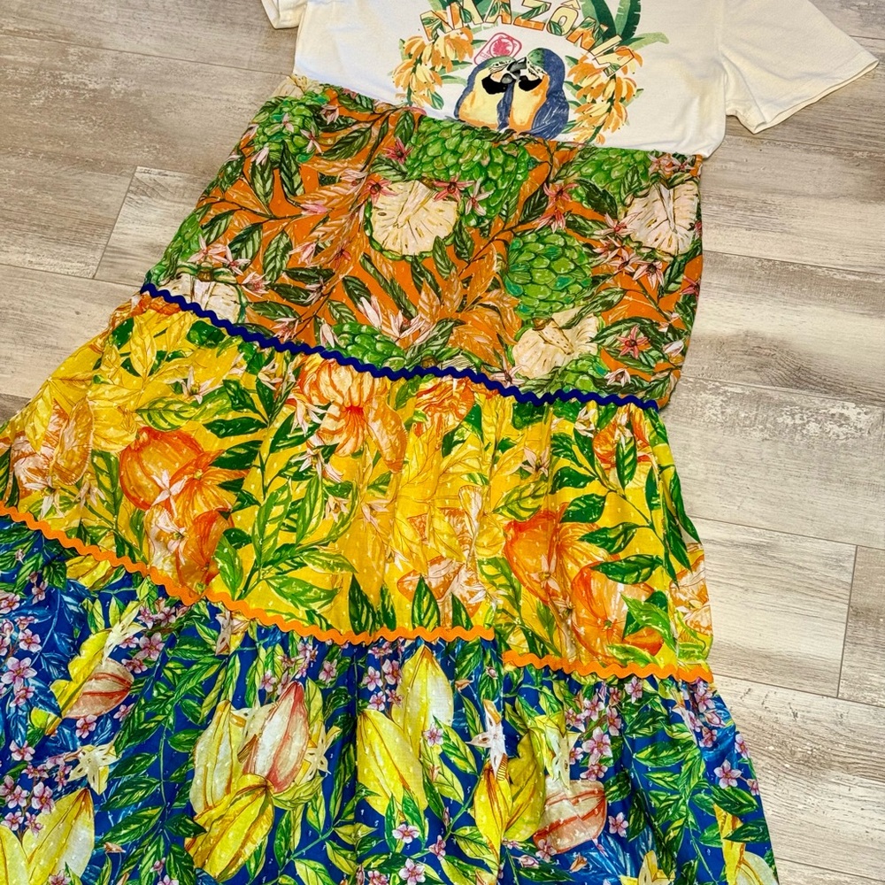 FARM RIO Colorful Midi T Shirt Dress - Picture 3 of 10